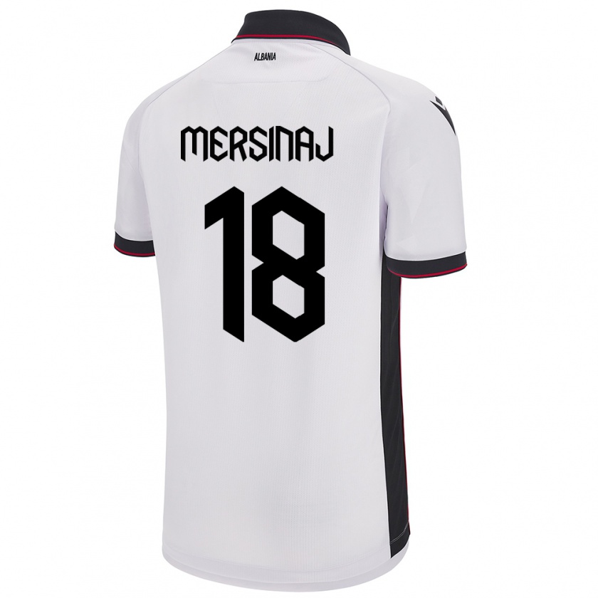 Kandiny Hombre Camiseta Albania Jon Mersinaj #18 Blanco 2ª Equipación 24-26 La Camisa Chile