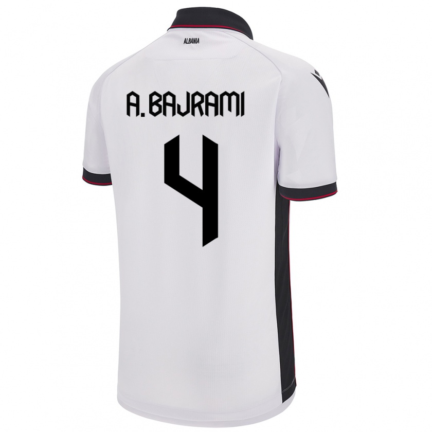 Kandiny Hombre Camiseta Albania Adrian Bajrami #4 Blanco 2ª Equipación 24-26 La Camisa Chile