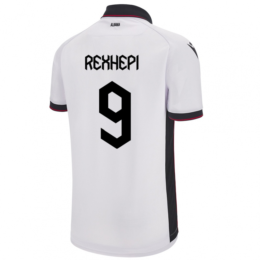 Kandiny Hombre Camiseta Albania Arlind Rexhepi #9 Blanco 2ª Equipación 24-26 La Camisa Chile