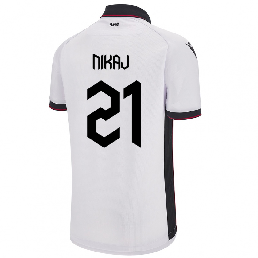 Kandiny Hombre Camiseta Albania Ardit Nikaj #21 Blanco 2ª Equipación 24-26 La Camisa Chile