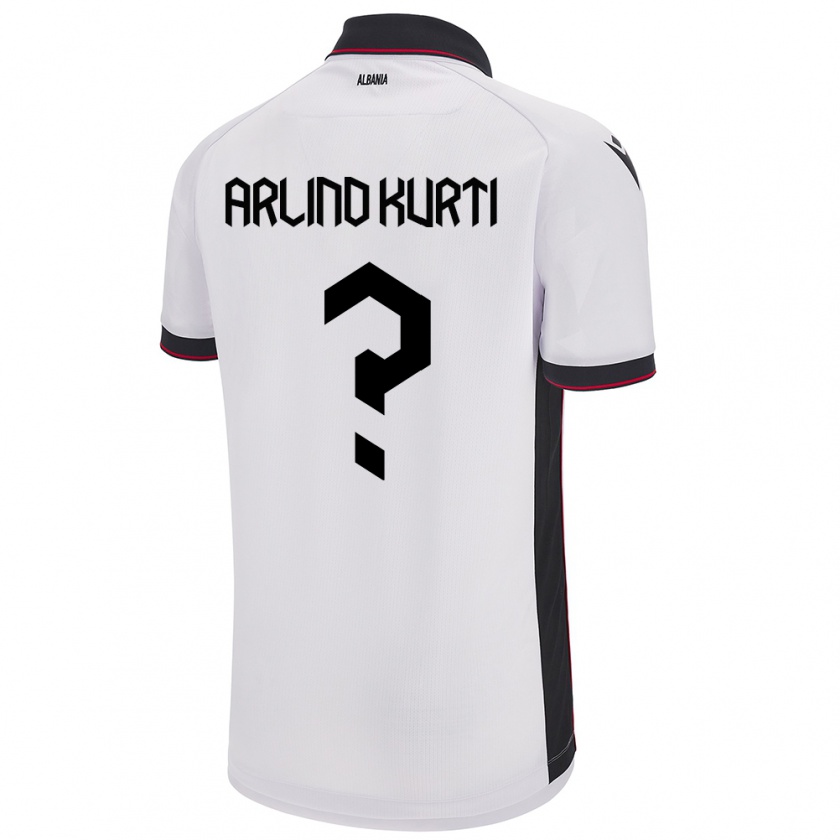 Kandiny Hombre Camiseta Albania Arlind Kurti #0 Blanco 2ª Equipación 24-26 La Camisa Chile