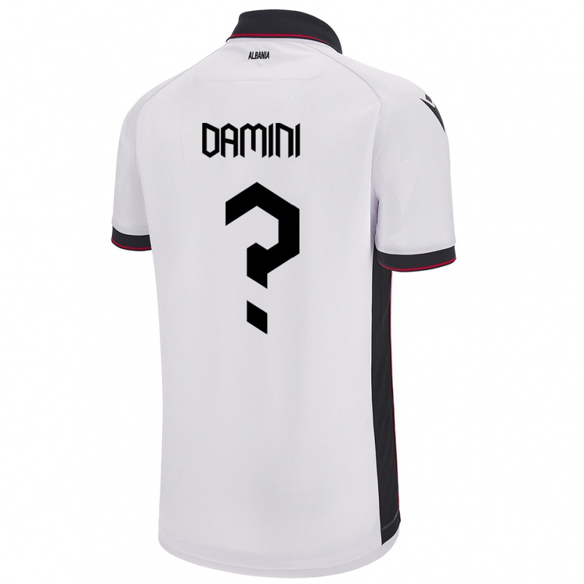 Kandiny Hombre Camiseta Albania Aljon Damini #0 Blanco 2ª Equipación 24-26 La Camisa Chile