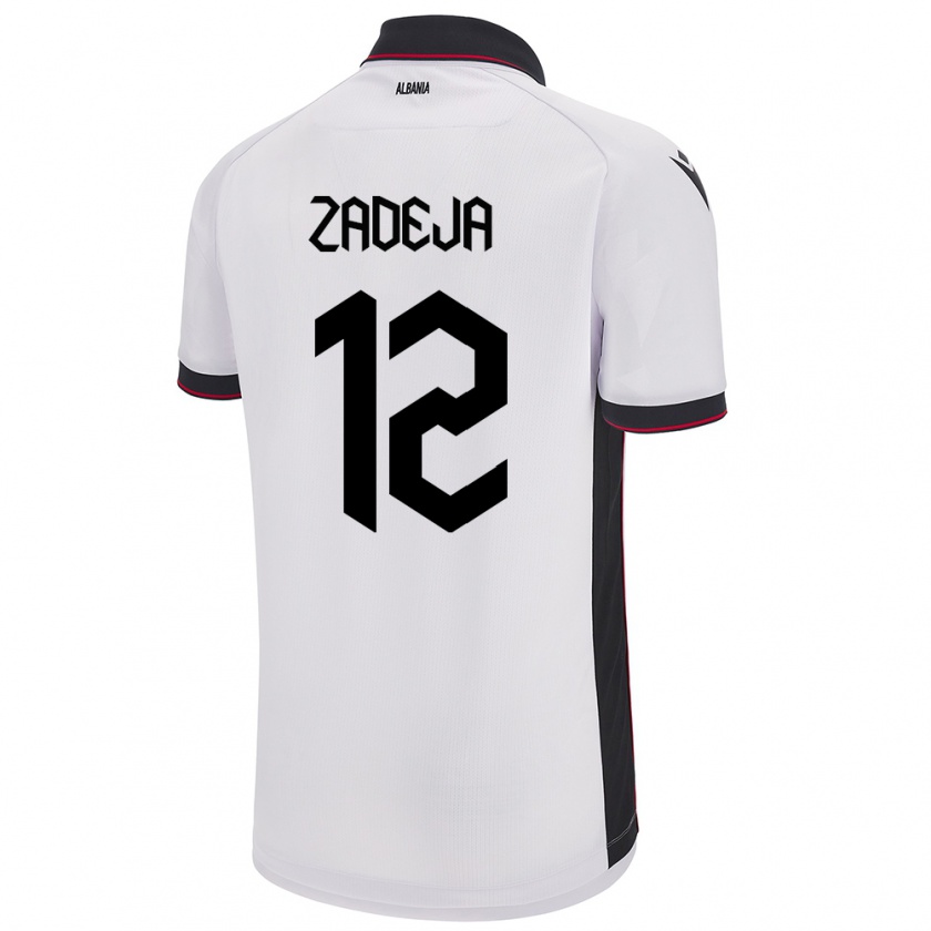 Kandiny Hombre Camiseta Albania Darius Zadeja #12 Blanco 2ª Equipación 24-26 La Camisa Chile