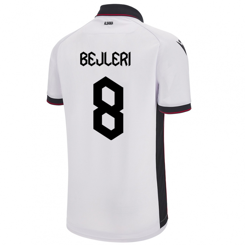 Kandiny Hombre Camiseta Albania Markela Bejleri #8 Blanco 2ª Equipación 24-26 La Camisa Chile