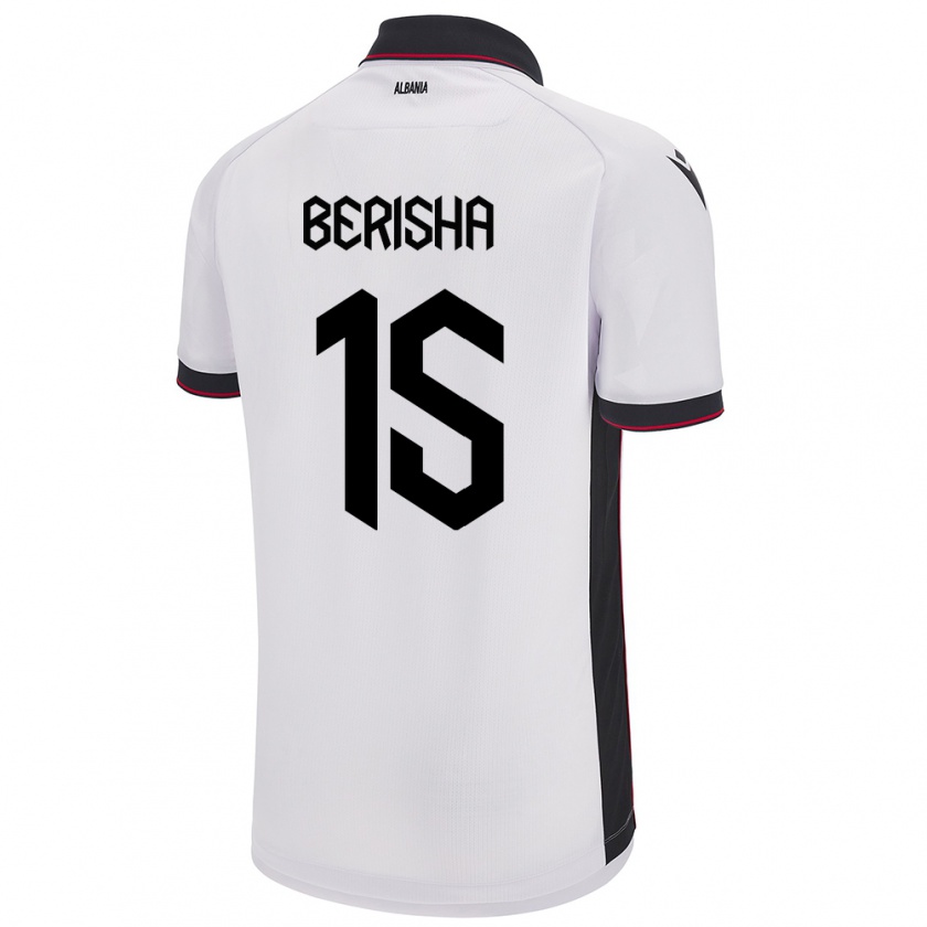 Kandiny Hombre Camiseta Albania Gresa Berisha #15 Blanco 2ª Equipación 24-26 La Camisa Chile