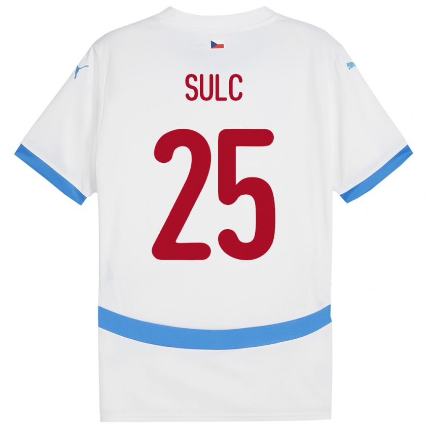 Kandiny Hombre Camiseta Chequia Pavel Sulc #25 Blanco 2ª Equipación 24-26 La Camisa Chile