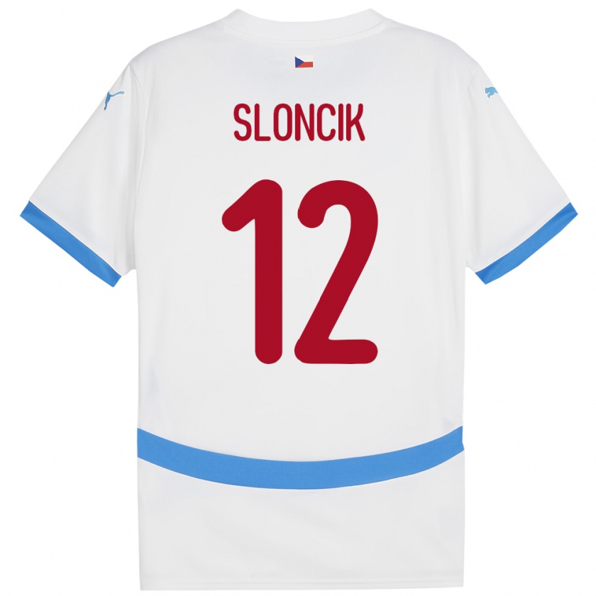 Kandiny Hombre Camiseta Chequia Tom Sloncik #12 Blanco 2ª Equipación 24-26 La Camisa Chile