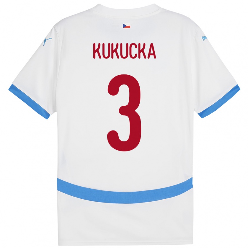 Kandiny Hombre Camiseta Chequia Ondrej Kukucka #3 Blanco 2ª Equipación 24-26 La Camisa Chile