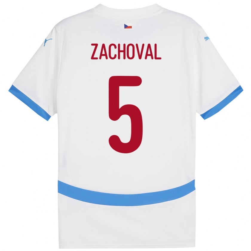 Kandiny Hombre Camiseta Chequia Matej Zachoval #5 Blanco 2ª Equipación 24-26 La Camisa Chile