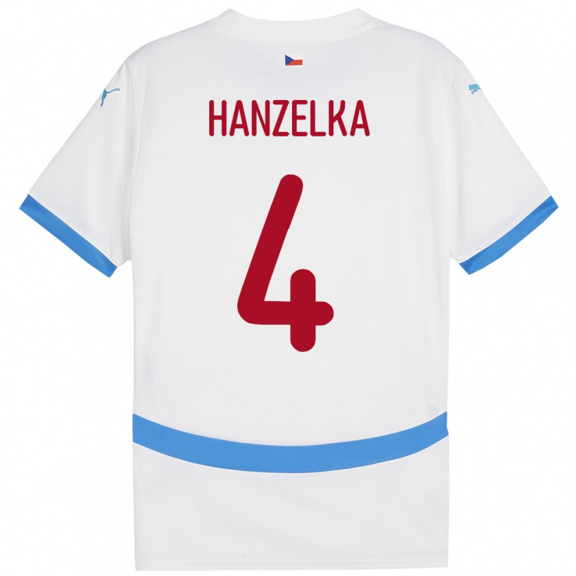 Kandiny Hombre Camiseta Chequia Denis Hanzelka #4 Blanco 2ª Equipación 24-26 La Camisa Chile