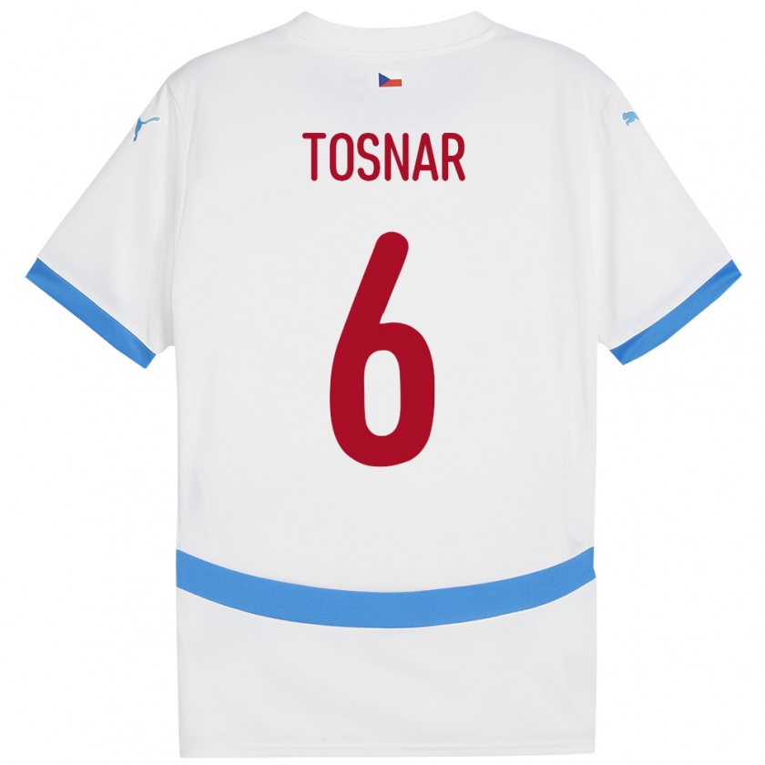 Kandiny Hombre Camiseta Chequia Jakub Tosnar #6 Blanco 2ª Equipación 24-26 La Camisa Chile