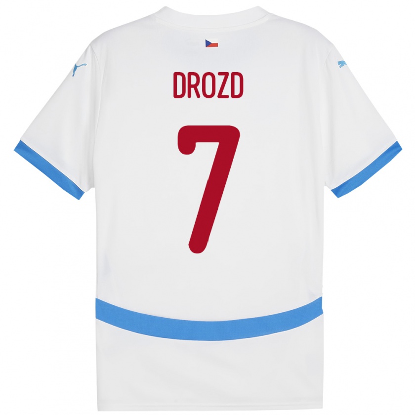 Kandiny Hombre Camiseta Chequia Simon Drozd #7 Blanco 2ª Equipación 24-26 La Camisa Chile