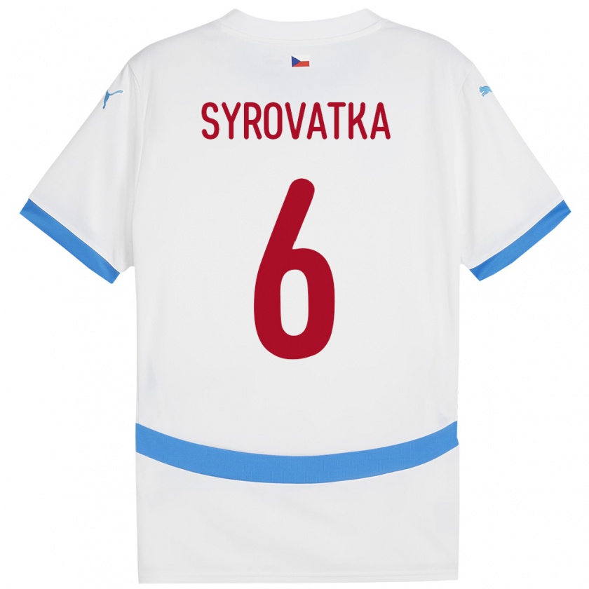 Kandiny Hombre Camiseta Chequia Matyas Syrovatka #6 Blanco 2ª Equipación 24-26 La Camisa Chile