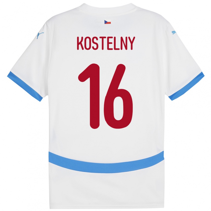 Kandiny Hombre Camiseta Chequia Krystof Kostelny #16 Blanco 2ª Equipación 24-26 La Camisa Chile