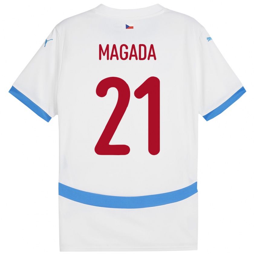 Kandiny Hombre Camiseta Chequia Maxim Magada #21 Blanco 2ª Equipación 24-26 La Camisa Chile