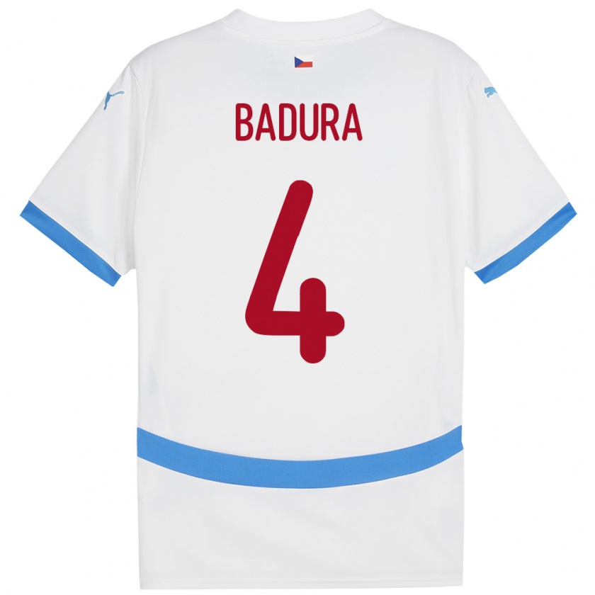 Kandiny Hombre Camiseta Chequia Vitezslav Badura #4 Blanco 2ª Equipación 24-26 La Camisa Chile