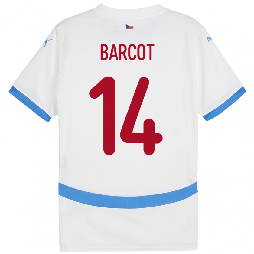 Kandiny Hombre Camiseta Chequia David Barcot #14 Blanco 2ª Equipación 24-26 La Camisa Chile