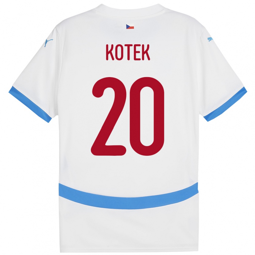 Kandiny Hombre Camiseta Chequia Tomas Kotek #20 Blanco 2ª Equipación 24-26 La Camisa Chile