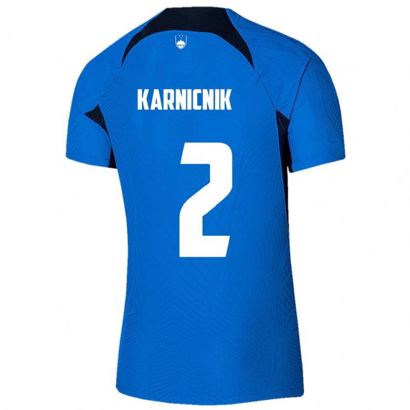 Kandiny Hombre Camiseta Eslovenia Zan Karnicnik #2 Azul 2ª Equipación 24-26 La Camisa Chile