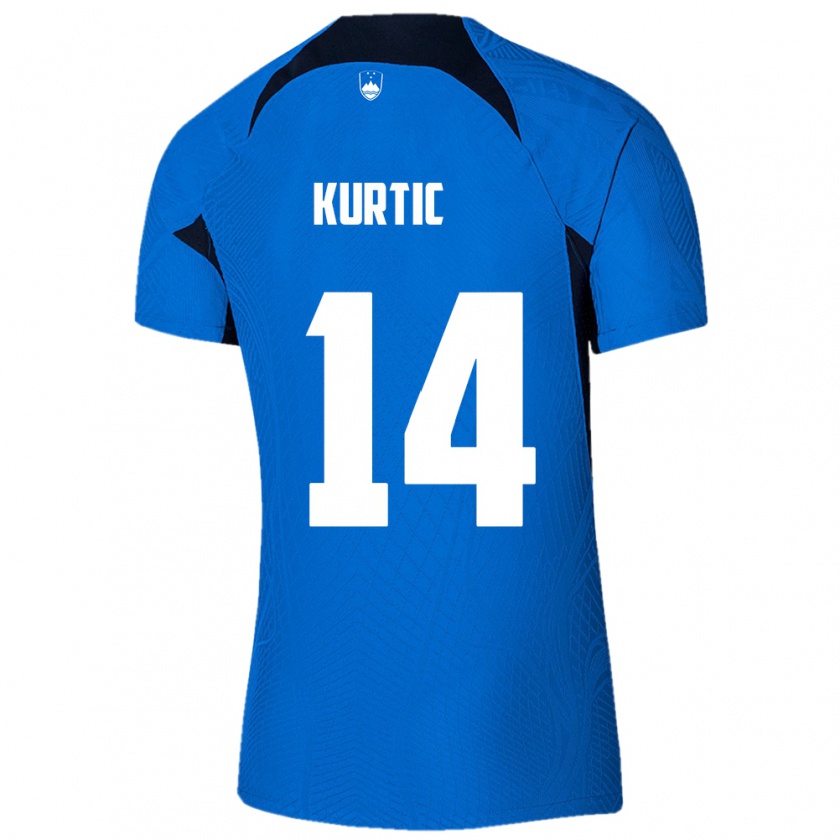 Kandiny Hombre Camiseta Eslovenia Jasmin Kurtic #14 Azul 2ª Equipación 24-26 La Camisa Chile