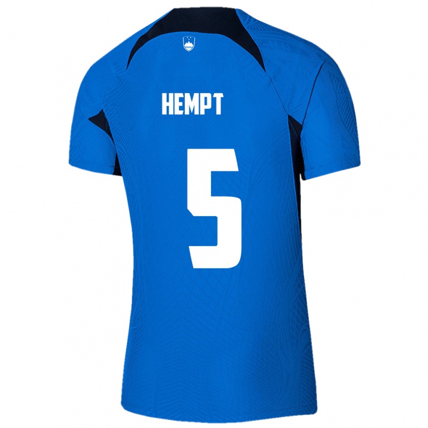 Kandiny Hombre Camiseta Eslovenia Lukas Hempt #5 Azul 2ª Equipación 24-26 La Camisa Chile