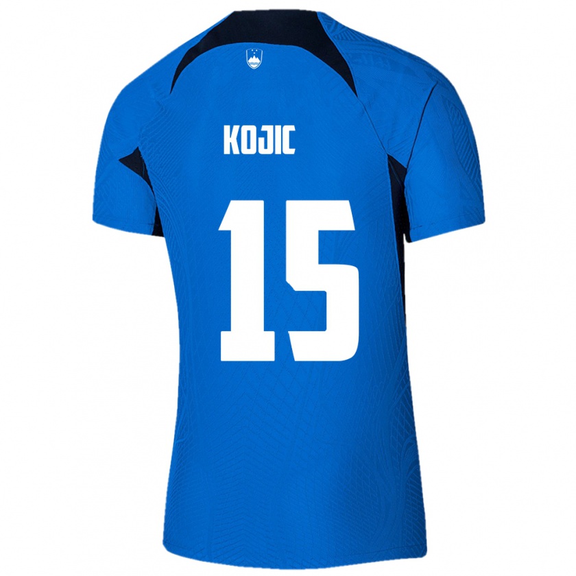 Kandiny Hombre Camiseta Eslovenia Dino Kojic #15 Azul 2ª Equipación 24-26 La Camisa Chile