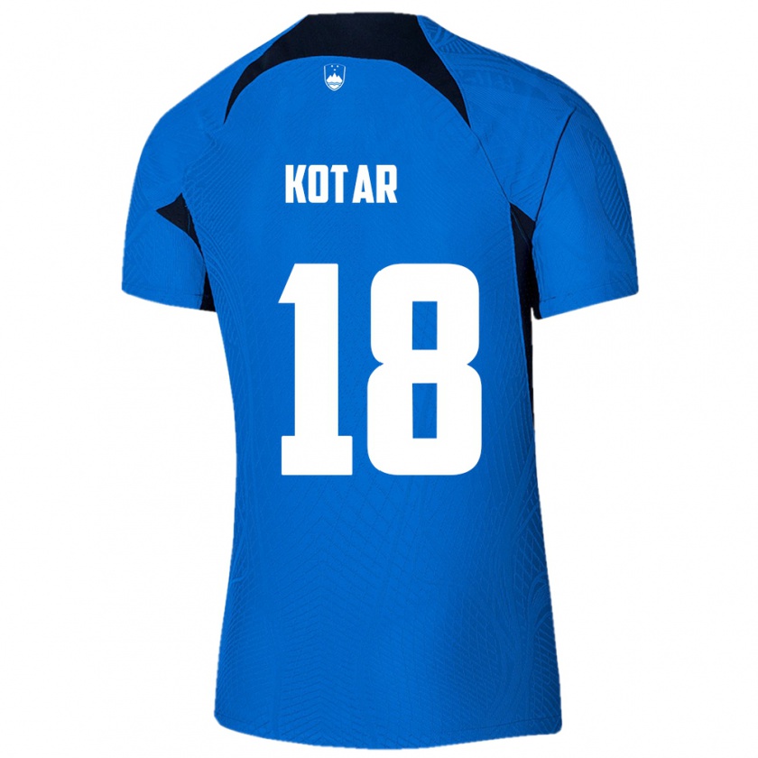 Kandiny Hombre Camiseta Eslovenia Tristan Kotar #18 Azul 2ª Equipación 24-26 La Camisa Chile