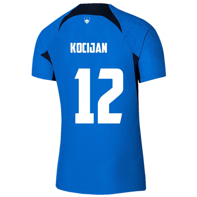 Kandiny Hombre Camiseta Eslovenia Iva Kocijan #12 Azul 2ª Equipación 24-26 La Camisa Chile