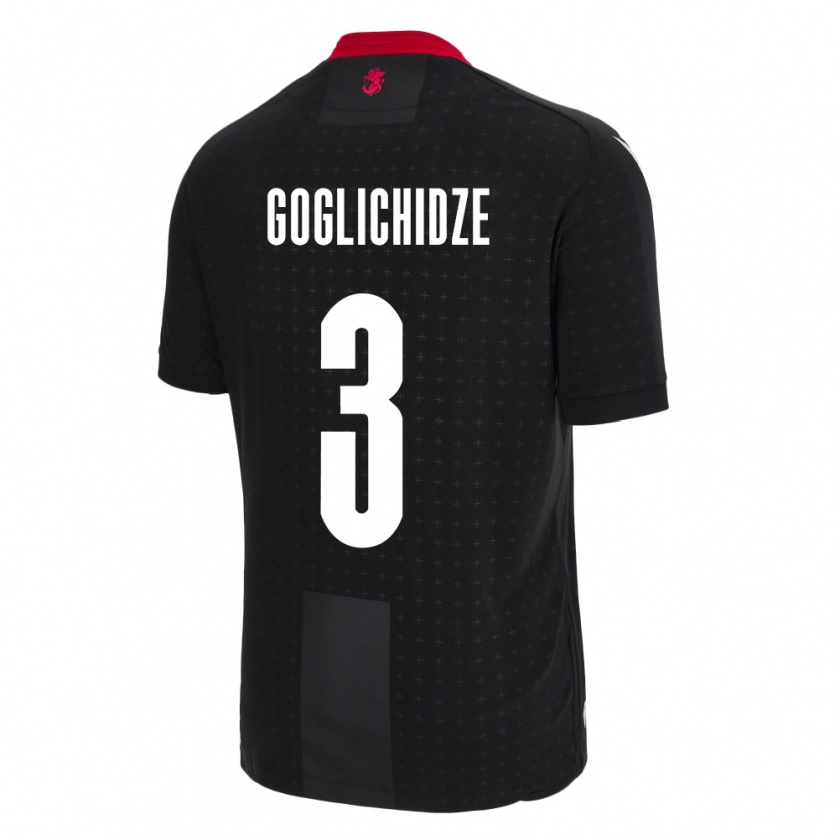 Kandiny Hombre Camiseta Georgia Saba Goglichidze #3 Negro 2ª Equipación 24-26 La Camisa Chile