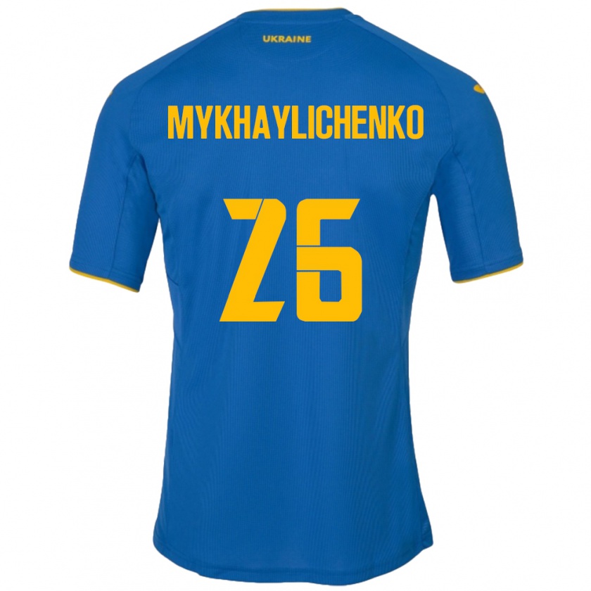 Kandiny Hombre Camiseta Ucrania Bogdan Mykhaylichenko #26 Azul 2ª Equipación 24-26 La Camisa Chile