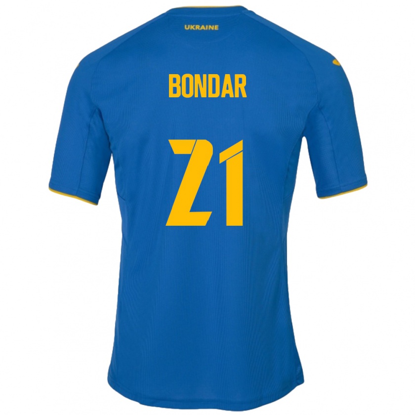 Kandiny Hombre Camiseta Ucrania Valeriy Bondar #21 Azul 2ª Equipación 24-26 La Camisa Chile