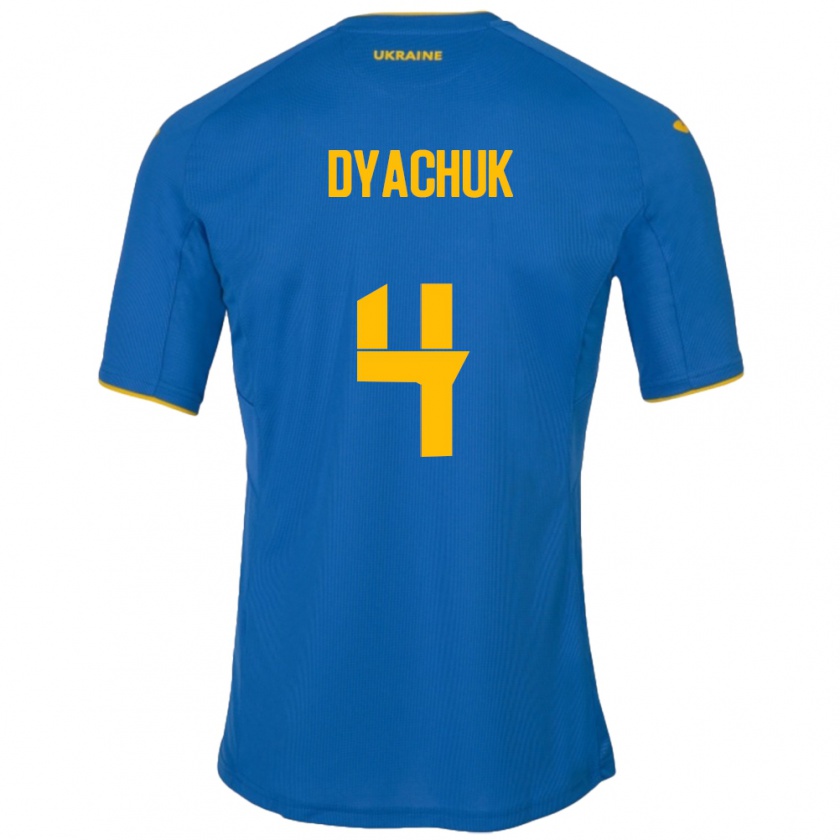 Kandiny Hombre Camiseta Ucrania Maksym Dyachuk #4 Azul 2ª Equipación 24-26 La Camisa Chile