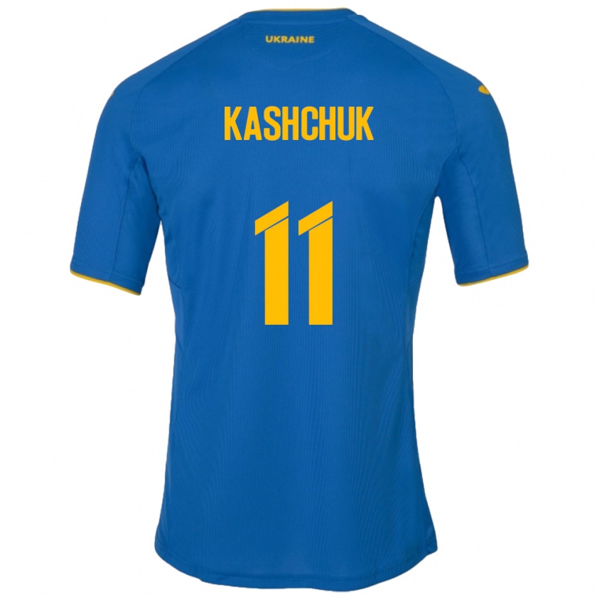 Kandiny Hombre Camiseta Ucrania Oleksiy Kashchuk #11 Azul 2ª Equipación 24-26 La Camisa Chile