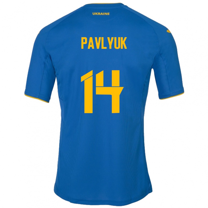 Kandiny Hombre Camiseta Ucrania Yevgen Pavlyuk #14 Azul 2ª Equipación 24-26 La Camisa Chile