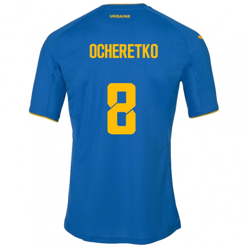 Kandiny Hombre Camiseta Ucrania Oleg Ocheretko #8 Azul 2ª Equipación 24-26 La Camisa Chile