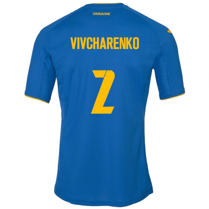 Kandiny Hombre Camiseta Ucrania Kostyantyn Vivcharenko #2 Azul 2ª Equipación 24-26 La Camisa Chile