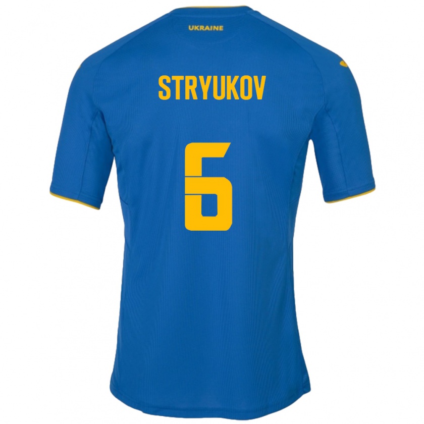 Kandiny Hombre Camiseta Ucrania Maksym Stryukov #6 Azul 2ª Equipación 24-26 La Camisa Chile