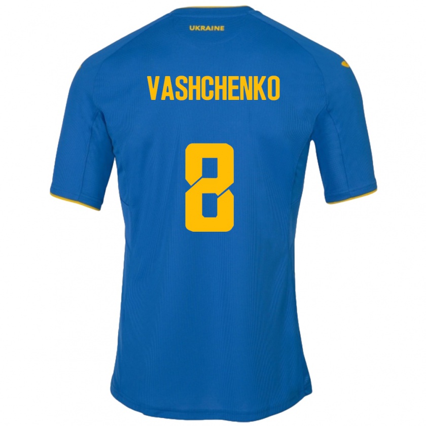 Kandiny Hombre Camiseta Ucrania Daniil Vashchenko #8 Azul 2ª Equipación 24-26 La Camisa Chile