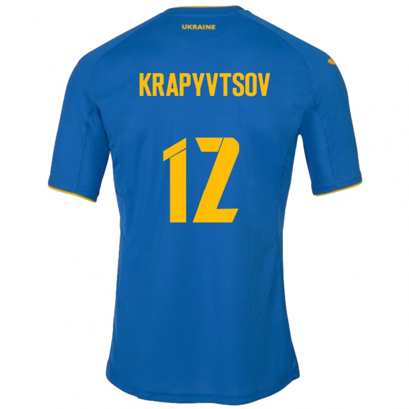 Kandiny Hombre Camiseta Ucrania Vladyslav Krapyvtsov #12 Azul 2ª Equipación 24-26 La Camisa Chile