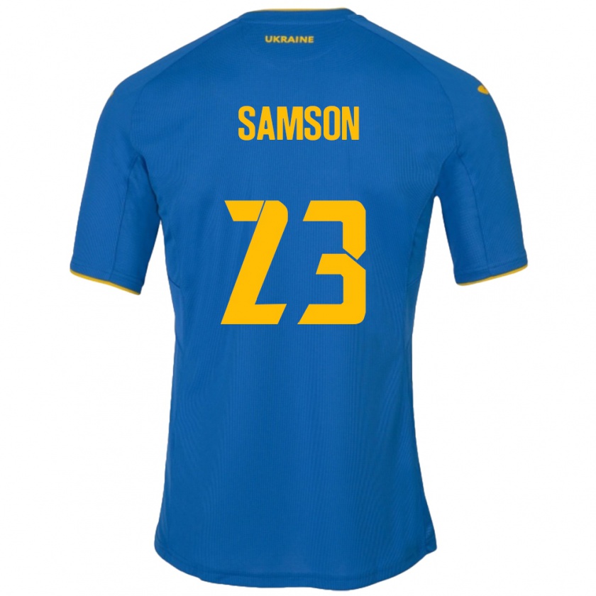 Kandiny Hombre Camiseta Ucrania Kateryna Samson #23 Azul 2ª Equipación 24-26 La Camisa Chile