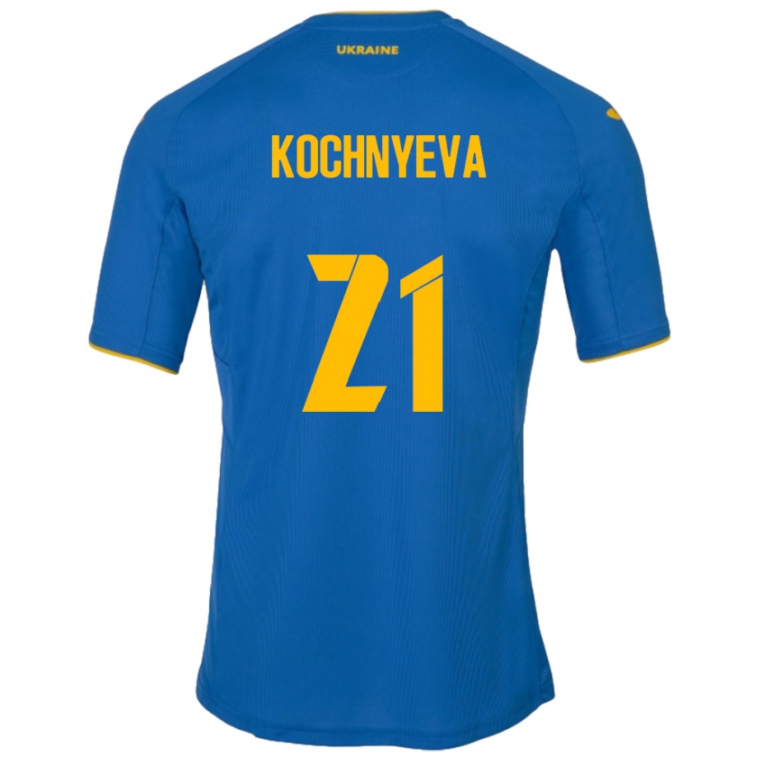 Kandiny Hombre Camiseta Ucrania Iryna Kochnyeva #21 Azul 2ª Equipación 24-26 La Camisa Chile