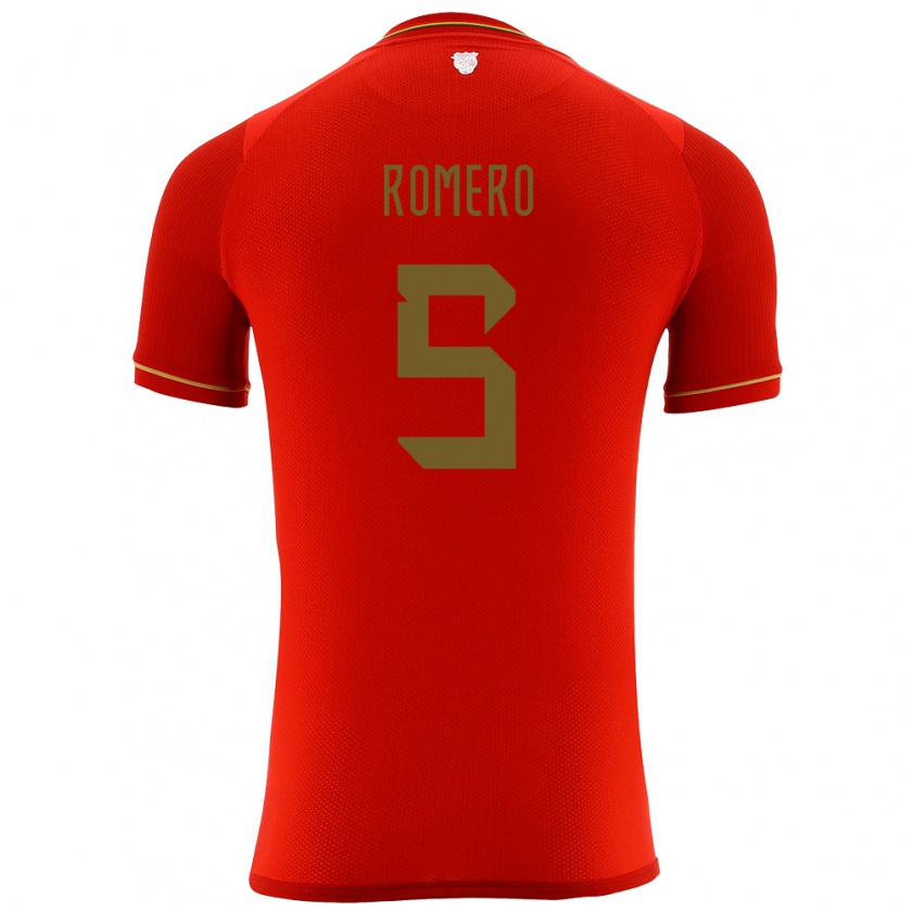 Kandiny Hombre Camiseta Bolivia César Romero #5 Rojo 2ª Equipación 24-26 La Camisa Chile