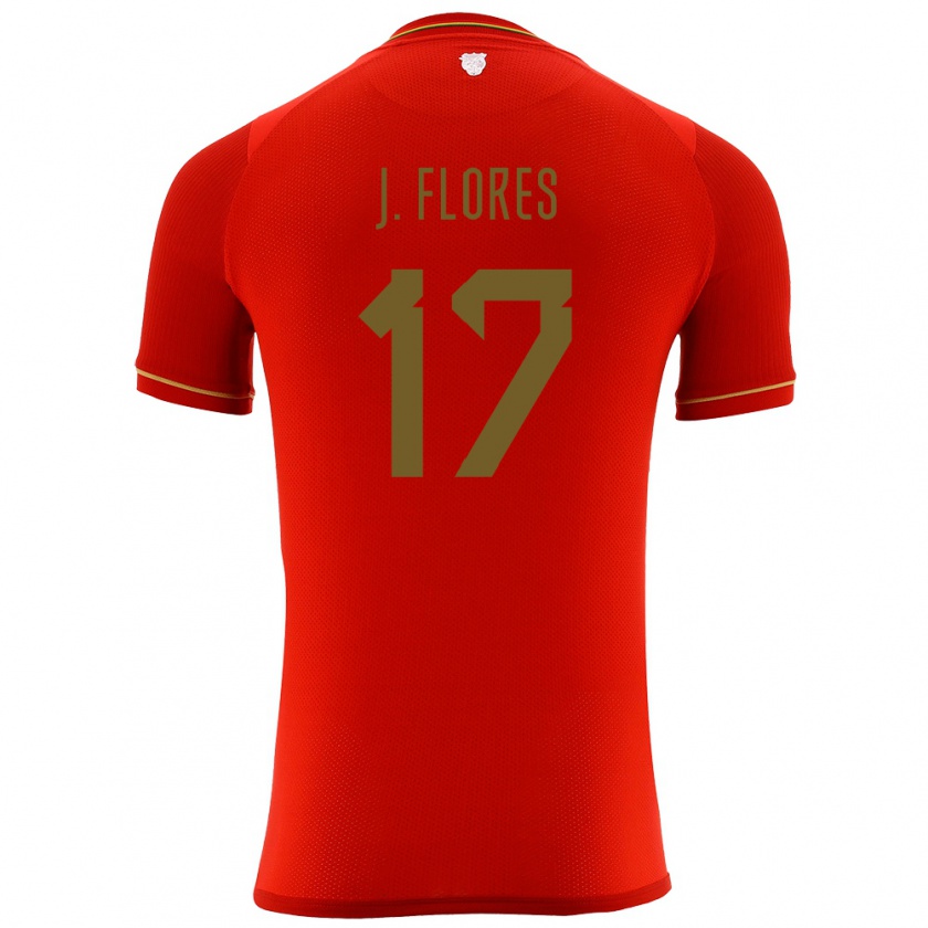 Kandiny Hombre Camiseta Bolivia José Flores #17 Rojo 2ª Equipación 24-26 La Camisa Chile