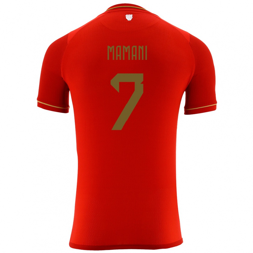 Kandiny Hombre Camiseta Bolivia Braian Mamani #7 Rojo 2ª Equipación 24-26 La Camisa Chile