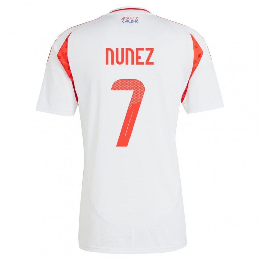 Kandiny Hombre Camiseta Chile Marcelino Núñez #7 Blanco 2ª Equipación 24-26 La Camisa Chile