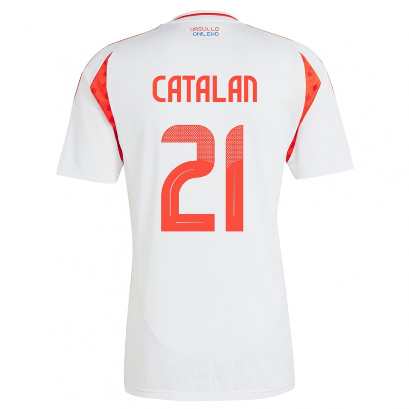 Kandiny Hombre Camiseta Chile Matías Catalán #21 Blanco 2ª Equipación 24-26 La Camisa Chile