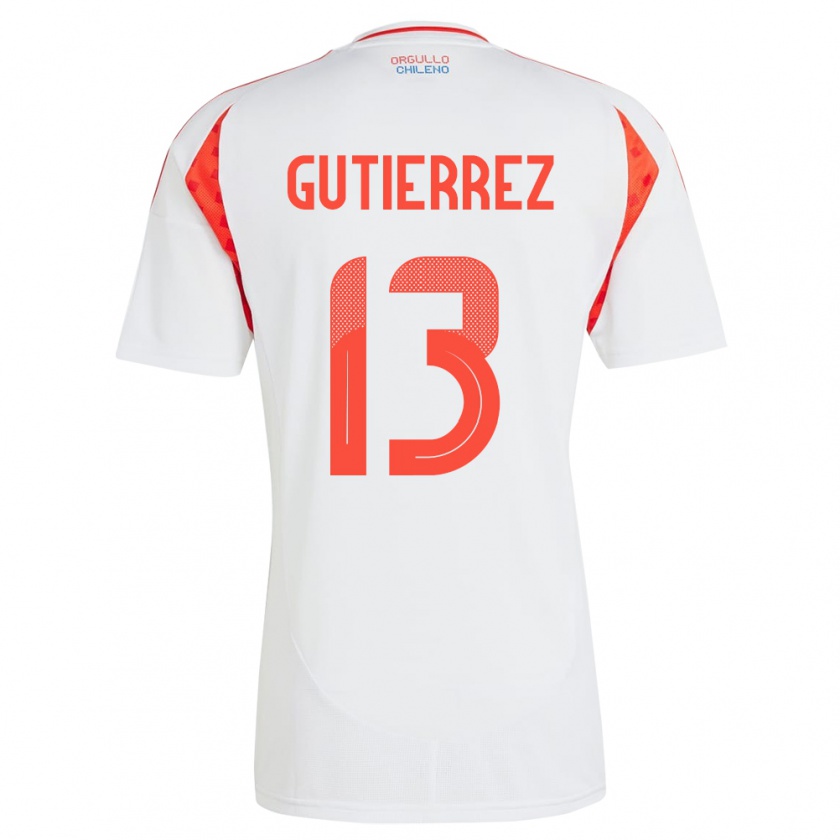 Kandiny Hombre Camiseta Chile Daniel Gutiérrez #13 Blanco 2ª Equipación 24-26 La Camisa Chile