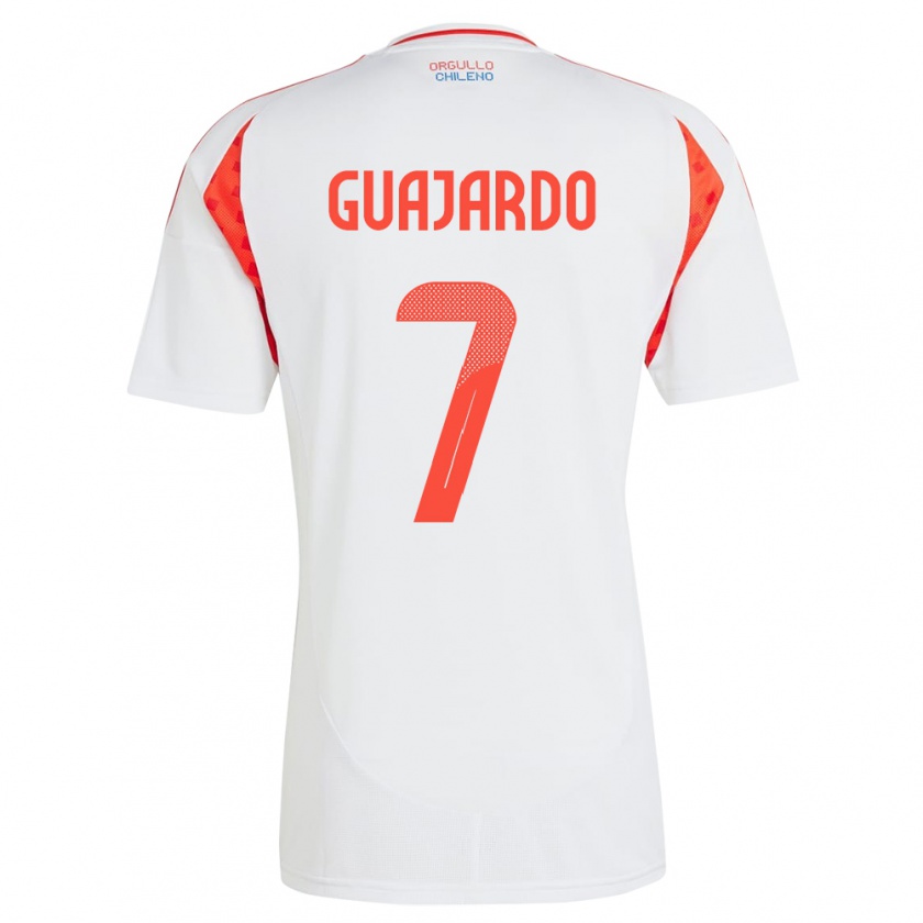 Kandiny Hombre Camiseta Chile Paolo Guajardo #7 Blanco 2ª Equipación 24-26 La Camisa Chile