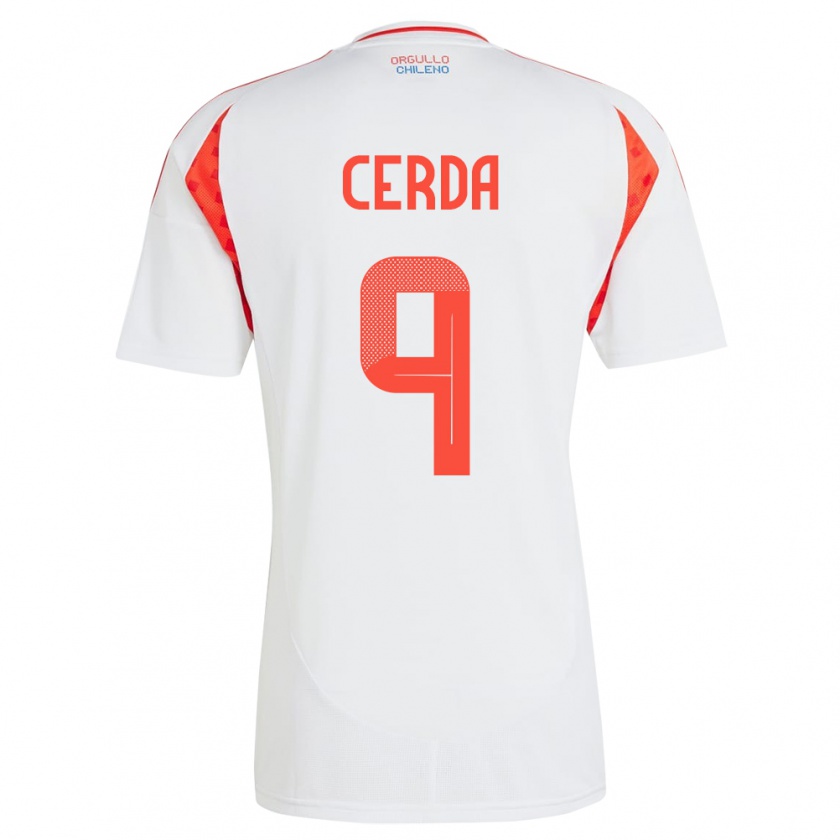 Kandiny Hombre Camiseta Chile Axel Cerda #9 Blanco 2ª Equipación 24-26 La Camisa Chile