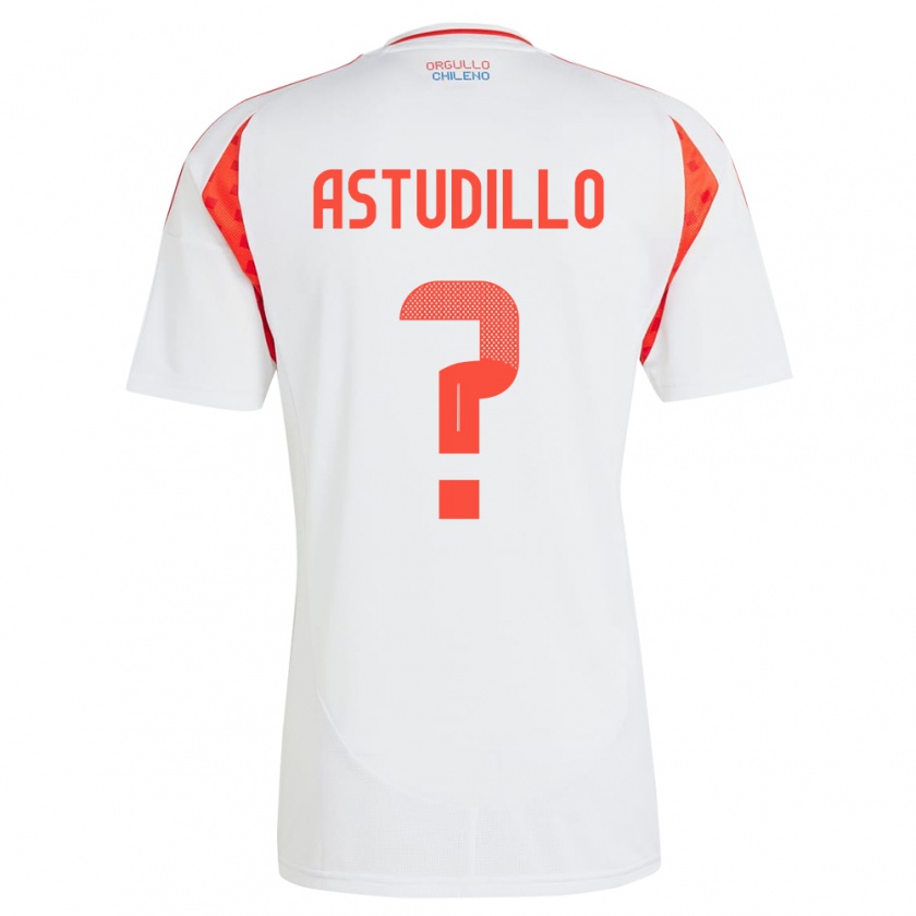 Kandiny Hombre Camiseta Chile Jerall Astudillo #0 Blanco 2ª Equipación 24-26 La Camisa Chile